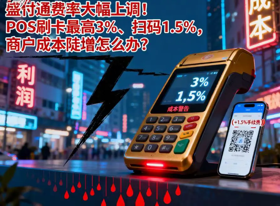盛付通费率大幅上调！POS刷卡最高3%、扫码1.5%，商户成本陡增怎么办？